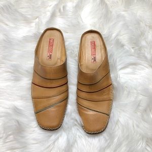 Pikolinos Boho Leather Short Heel Mule Shoes
